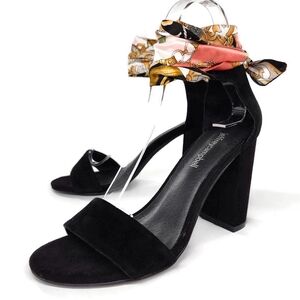 Jeffrey Campbell Lindsay Black Suede Scarf Ankle Wrap Open-Toe High Heel Sandals